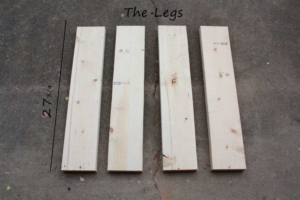 2x6s for the legs of the console table