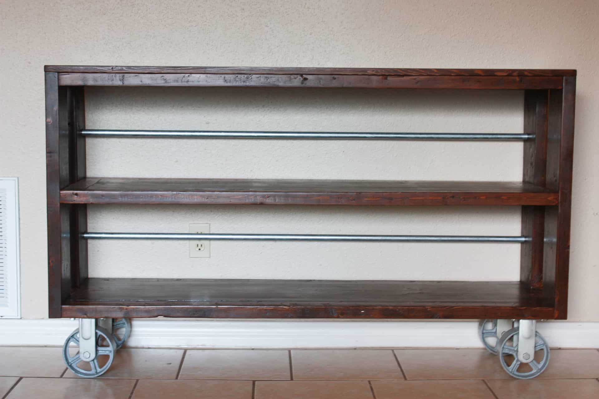 DIY Knockoff Restoration Hardware Wood and Steel Console Table before being decorated