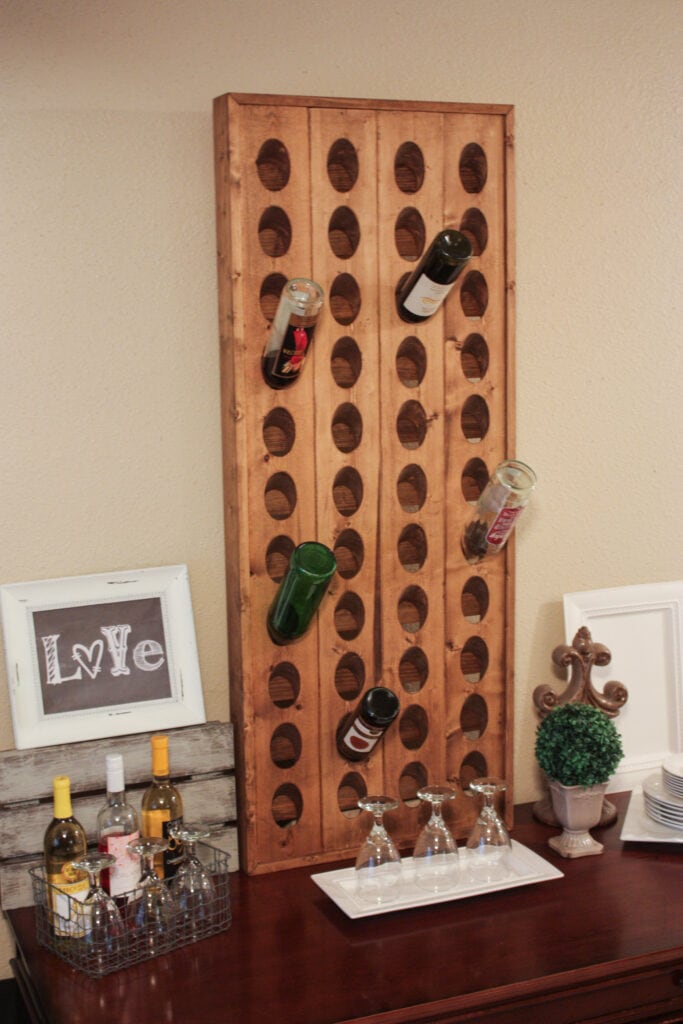 Styled photo of the DIY Wine Riddling Rack