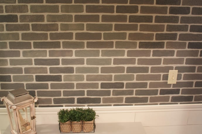 DIY Stenciled Brick Wall using cutting edge stencils