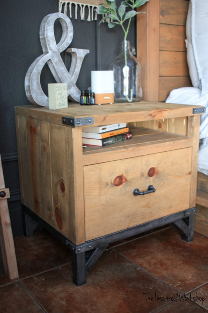 diy nightstand with decorations on top