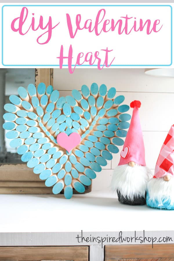 DIY Valentine Decor Wooden heart and gnomes