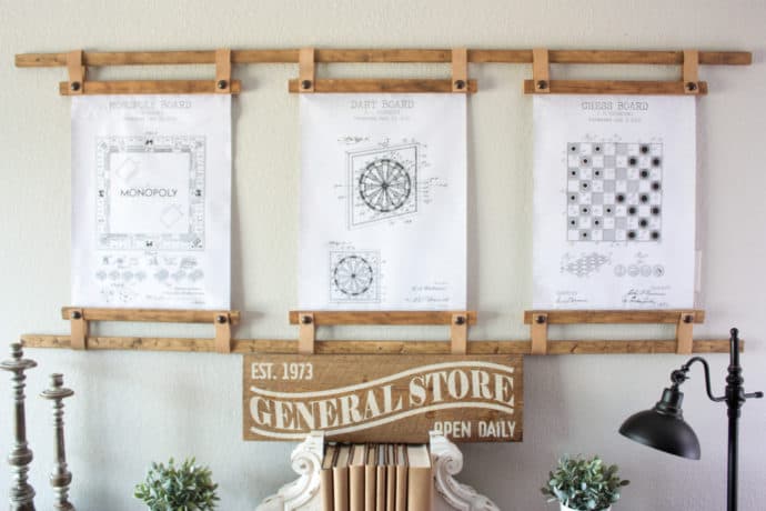 DIY Picture Frames hanging on the wall above console table