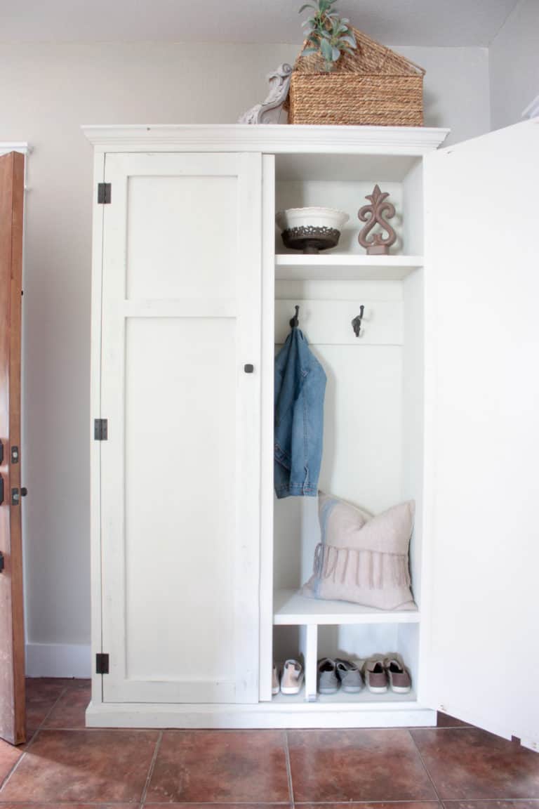 DIY Mudroom in an Armoire