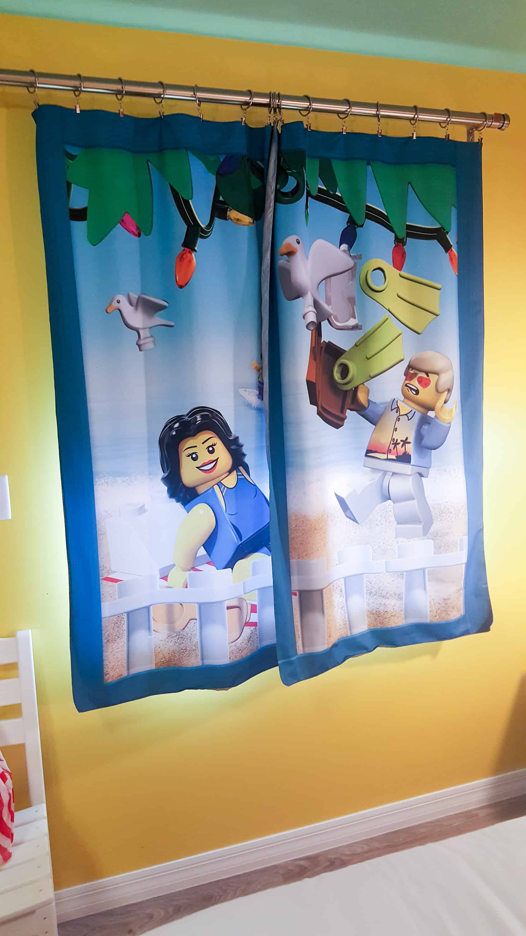 Legoland Florida Vacation - curtain with lego men art