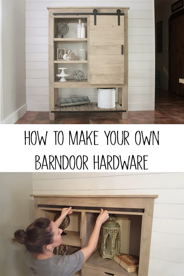 How to make your own barn door hardware - Full tutorial to show you how to diy barn door hardware! Looks just like what you would pay 100s of dollars for but yet it only costs a little over 20 bucks! #diybarndoor #diyhardware #diymeatalworking