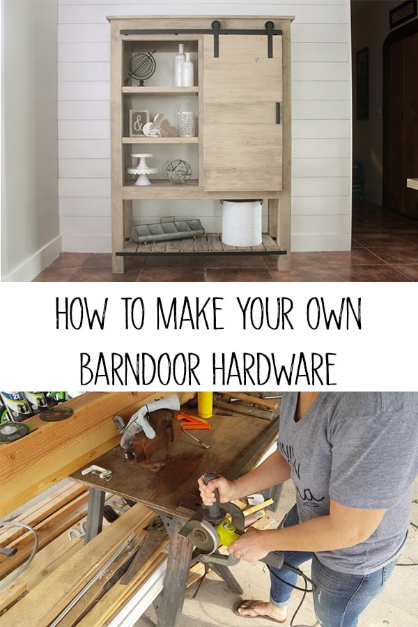 DIY Cheap and Easy Barn Door Hardware - Full tutorial including video to help you create your own barn door hardware and save hundreds of dollars! Make any size you need for your barn door! #diybarndoor #diycheapbarndoorhardware #diybarndoor