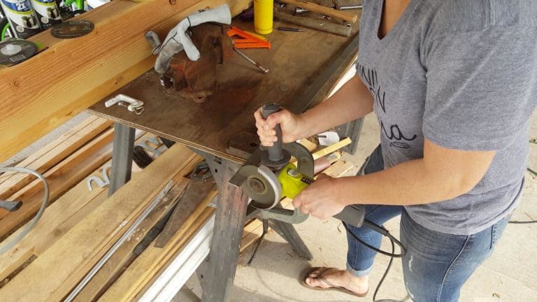 cutting metal with angle grinder