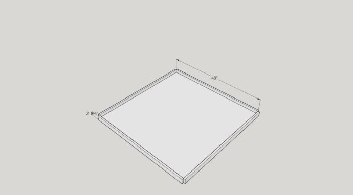 white square with edges to pour the concrete tabletops