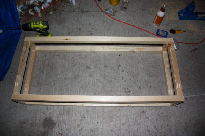 building the bottom frame of the wood vent hood cover