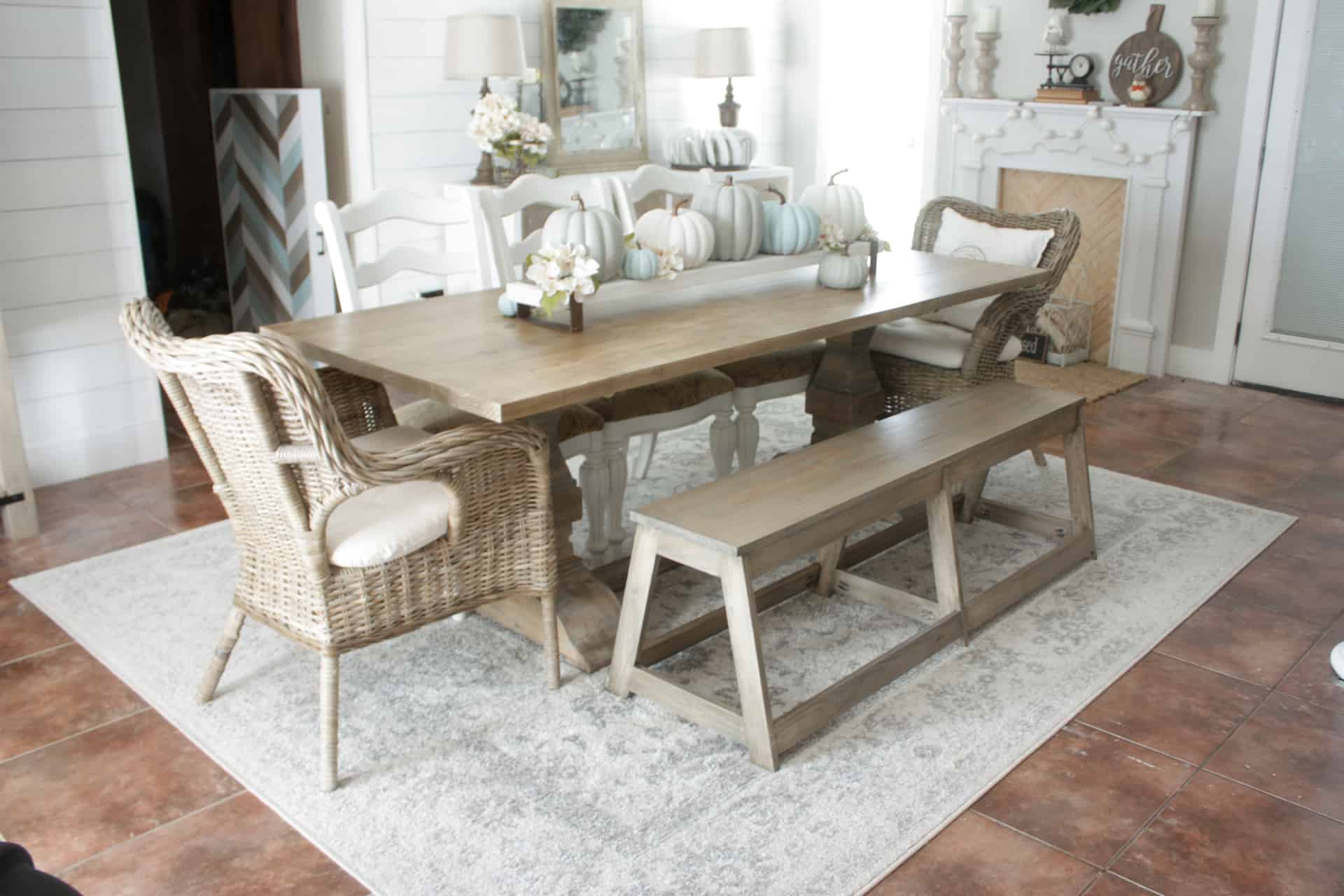 Modern bench dining discount table