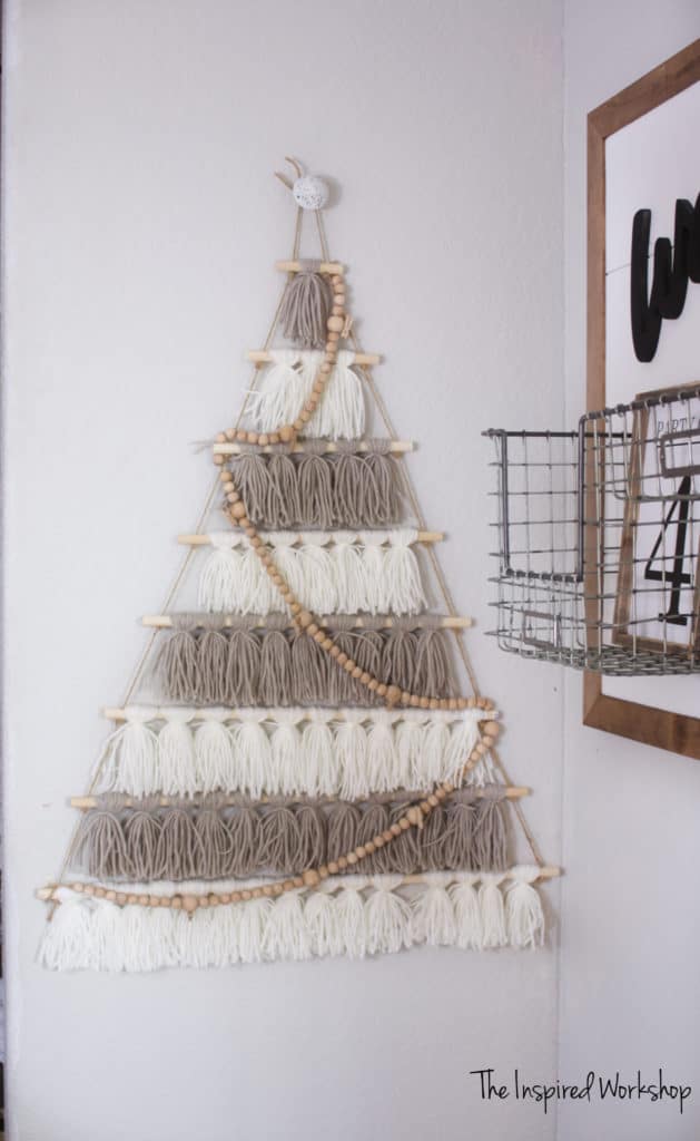 DIY Christmas Card Holder - Christmas tree made of tassels