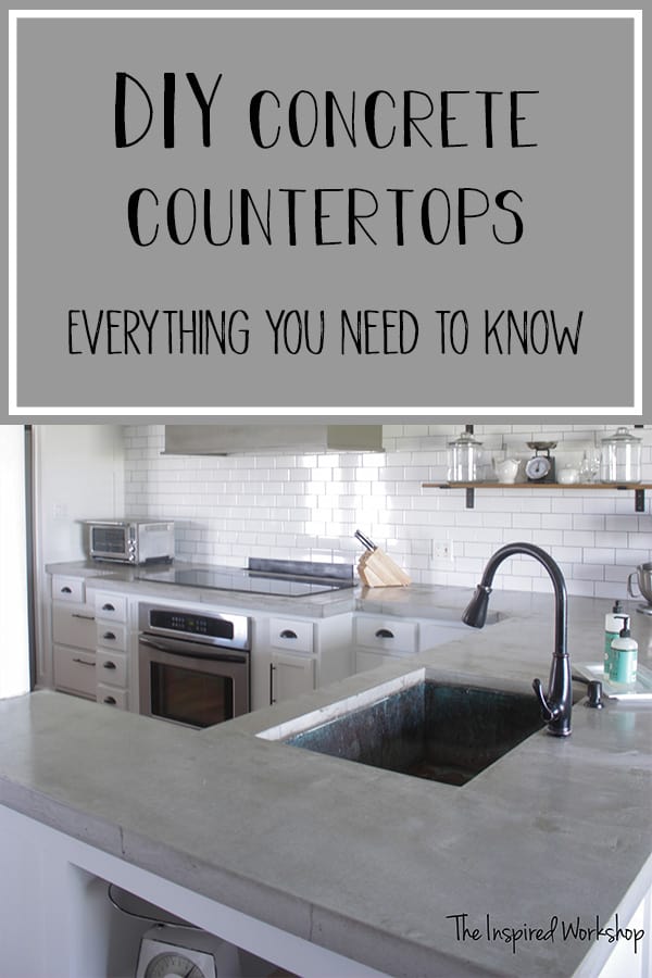 This DIY Kitchen Renovation includes a tutorial for DIY concrete countertops that were poured in place in both white concrete countertops and gray concrete countertops. Easy to follow how to tutorial.