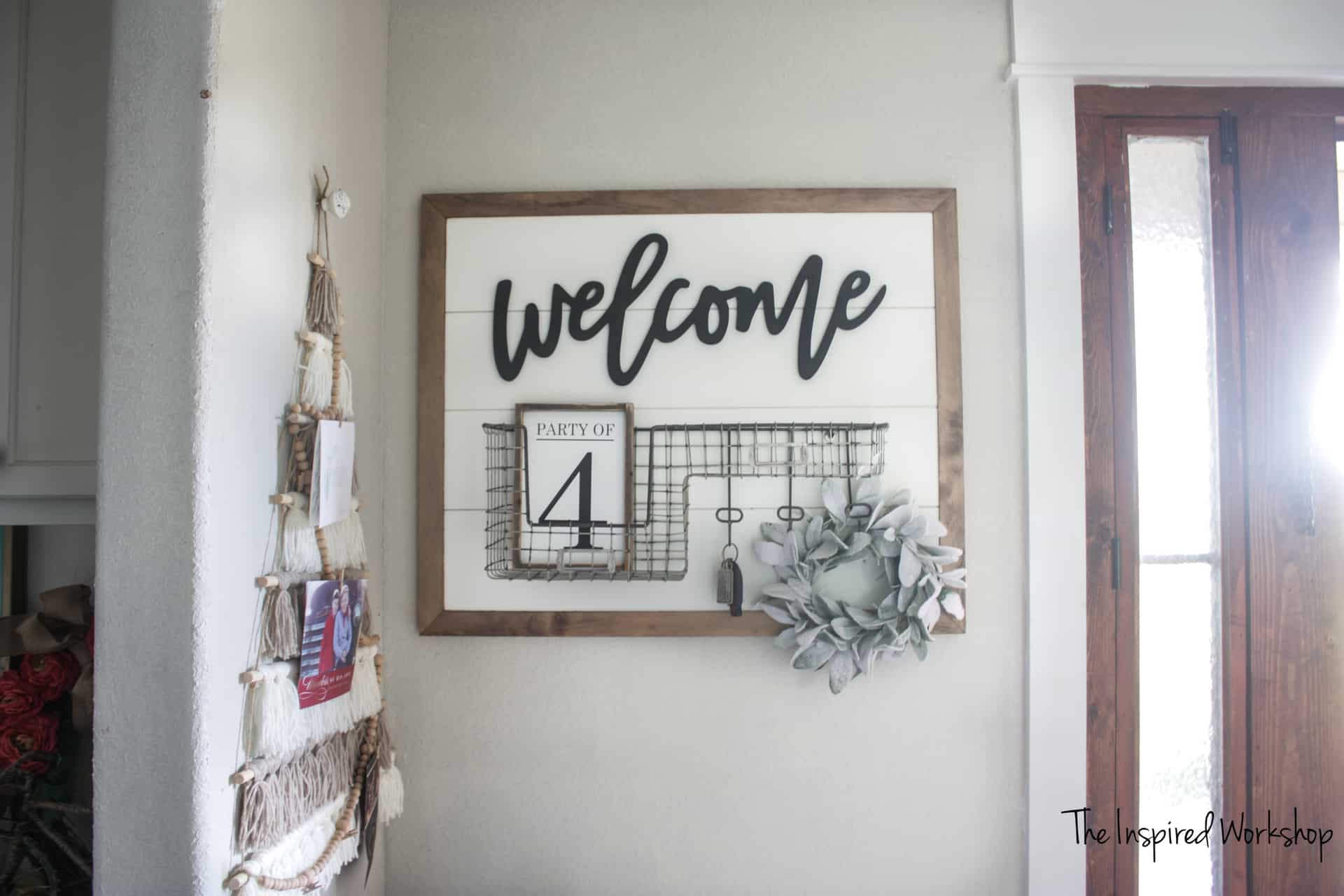 DIY Faux Shiplap Welcome Sign and Organizer