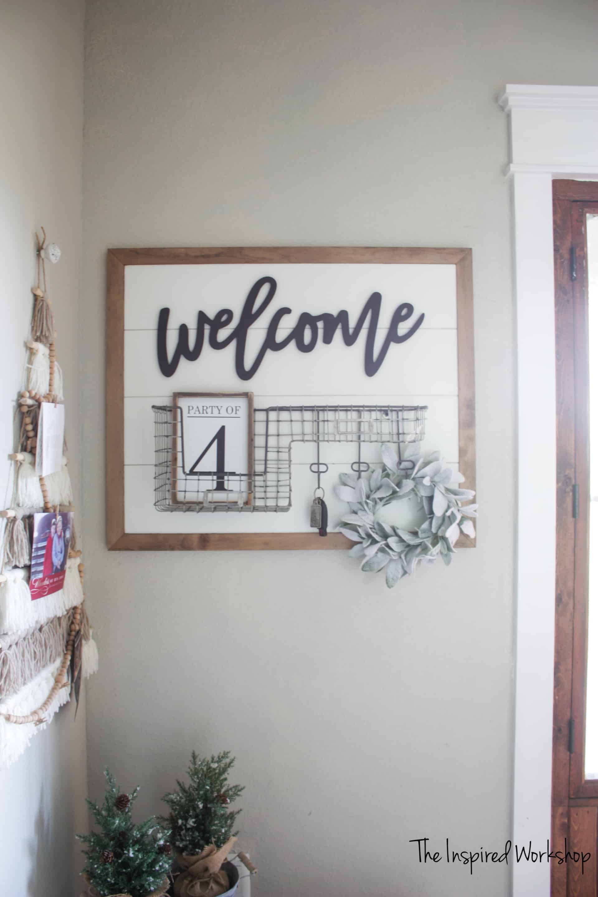 DIY Faux Shiplap Welcome Sign and Organizer