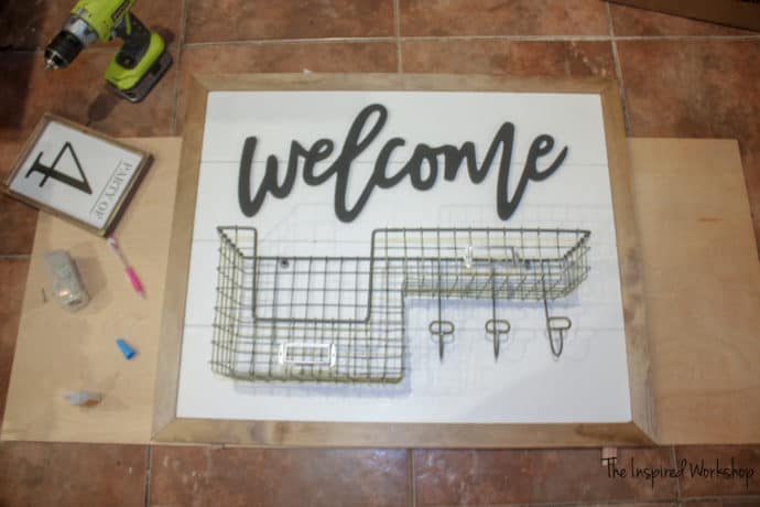 DIY Faux Shiplap Welcome Sign and Organizer