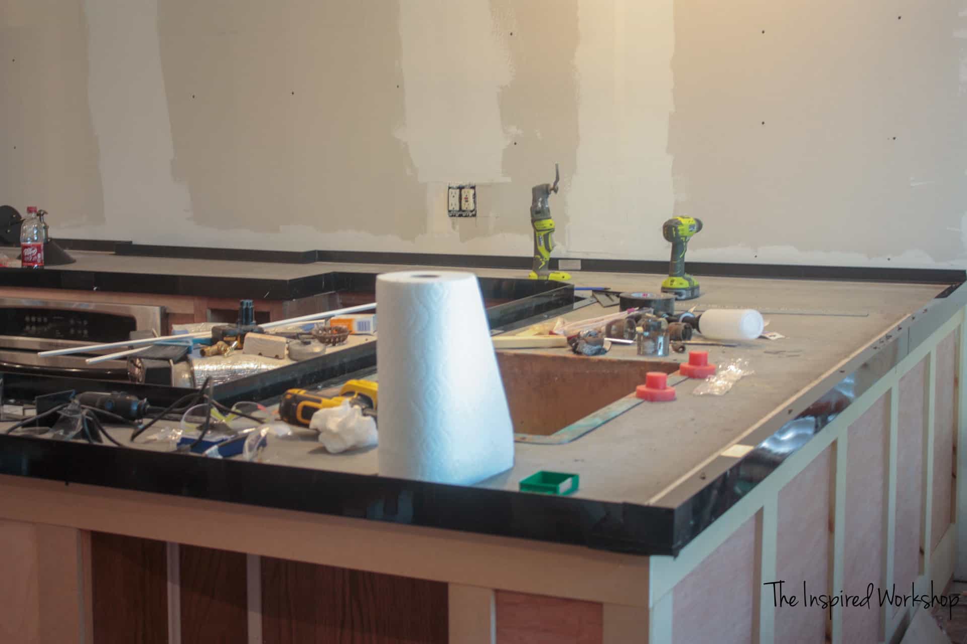 Concrete Countertops - preparing the kitchen to pour the concrete