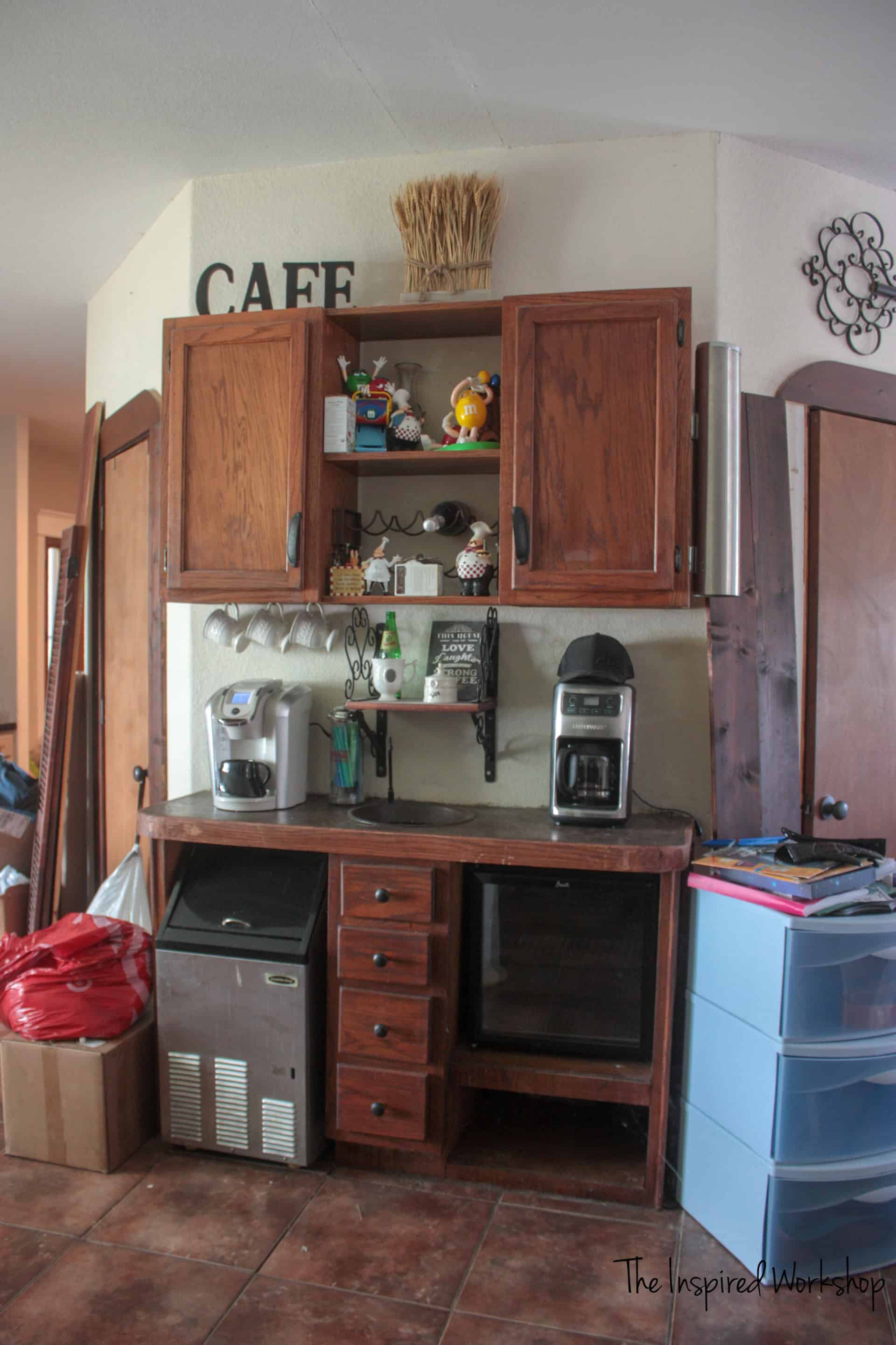 DIY Kitchen Remodel - The before shot of the cabinets