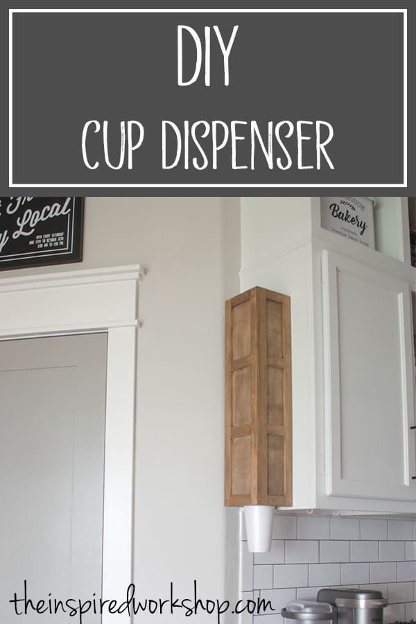 DIY Cup Dispenser - Do you like getting water out of a 5 gallon jug? Do you need an easy way for people to grab cups to get their water or other beverage? I have the perfect solution for you with this DIY Cup Dispenser! Minimal tools and supplies to make this great statement piece that not only looks great but organizes the cups and saves space in the pantry or kitchen cabinets! That sounds great to me! Lol! #cupholder #partyplanning #kitchenorganization