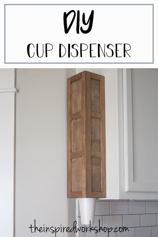 DIY Cup Dispenser - Have cups laying all over your pantry? Build this quick and simple DIY Cup Dispenser to wrangle all the cups and easily dispense them when family and friends are over! Minimal supplies for such high impact, it's definently an item you didn't even know you needed! Wall mount it, cabinet mount it, wherever is most convenient to get the cups! #kitchenorganization #pantryorganization #wallmountedcupholder