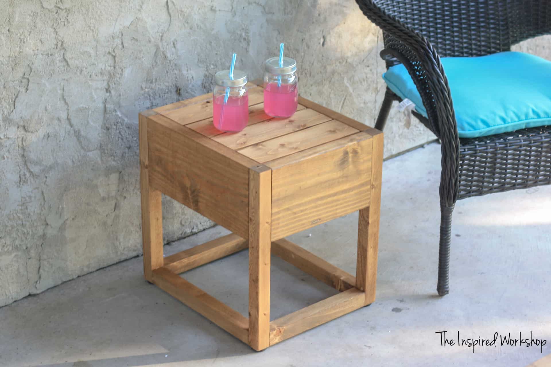 Modern outdoor side outlet table