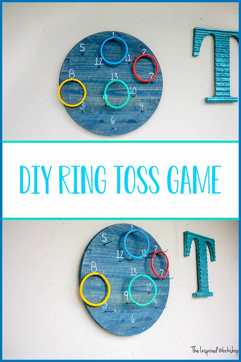 DIY Ring Toss Game - This game is fun for the whole family! It's a twist on the classic ring toss game only it's played on the wall instead of the ground! Perfect for all ages young to old, so many ways to play you'll never tire of playing! Build one today and enjoy with family and friends! #outdoorgames #patiogames #backyardgames #summerfun