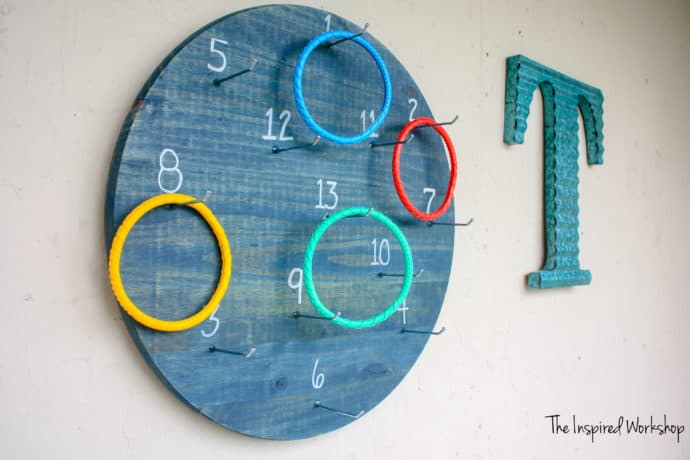 DIY Ring Toss Game with pool rings as rings