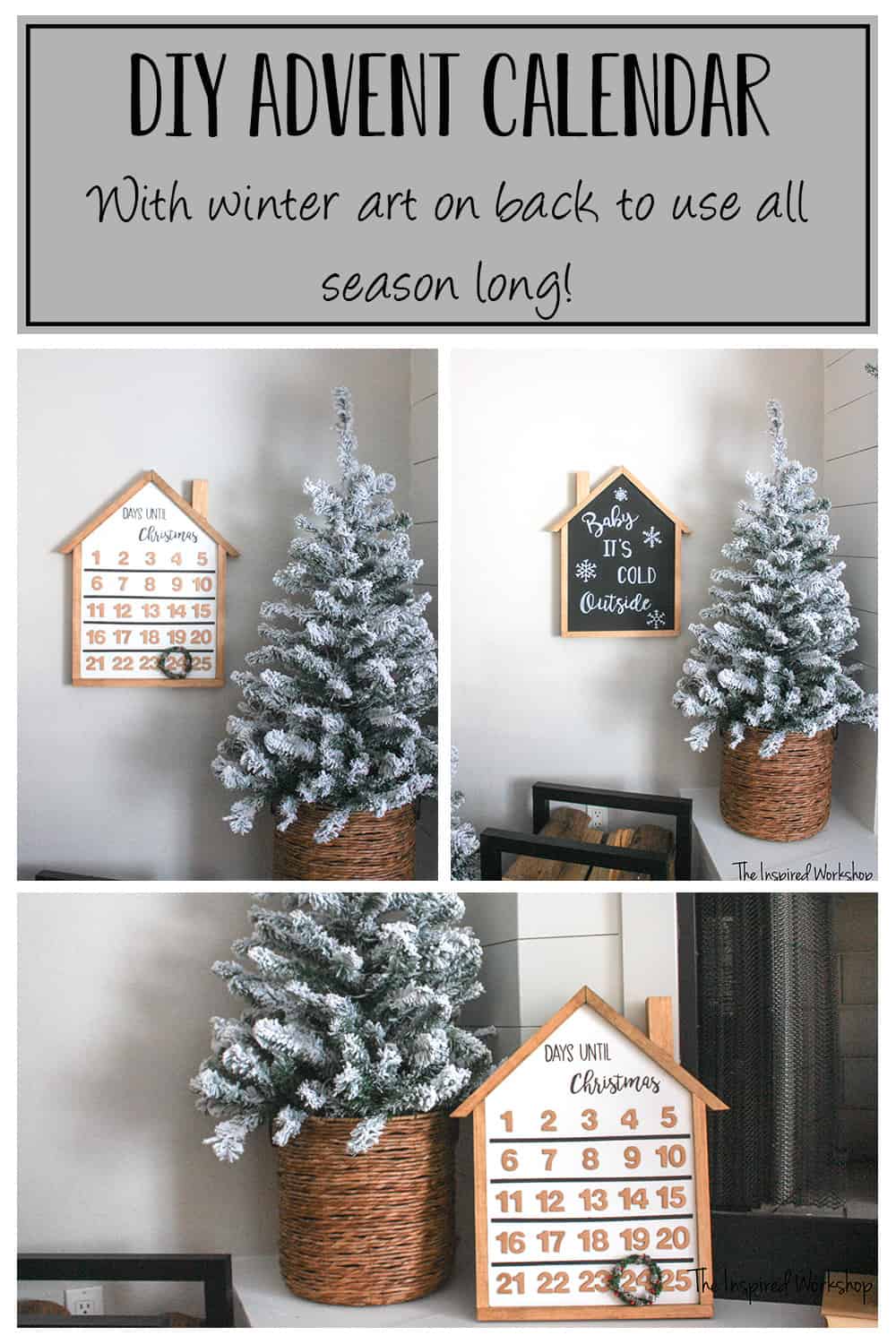 DIY Advent Calendar - With winter artwork on back to use all season long!