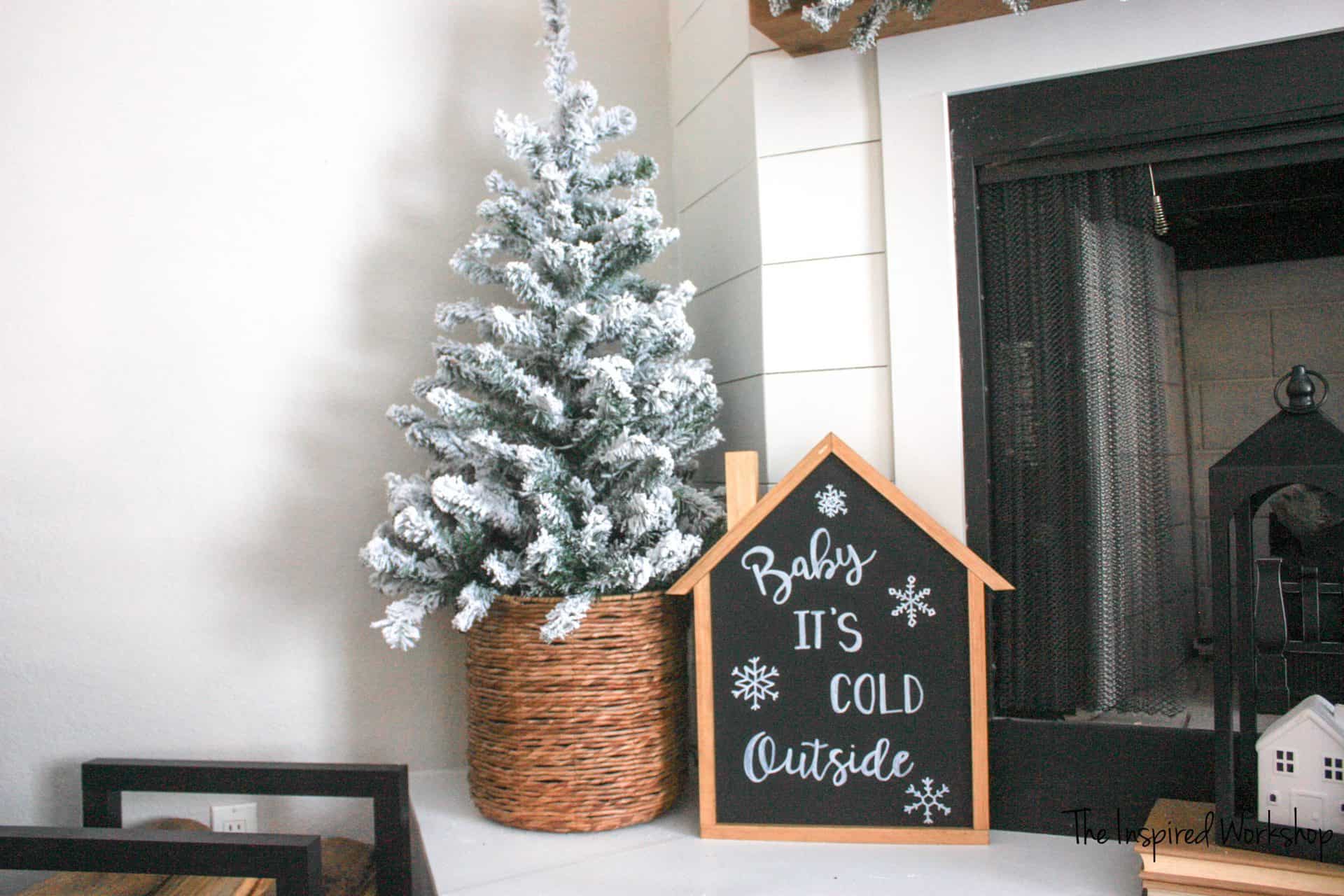 DIY Advent Calendar with Baby It's Cold Outside sign on the back