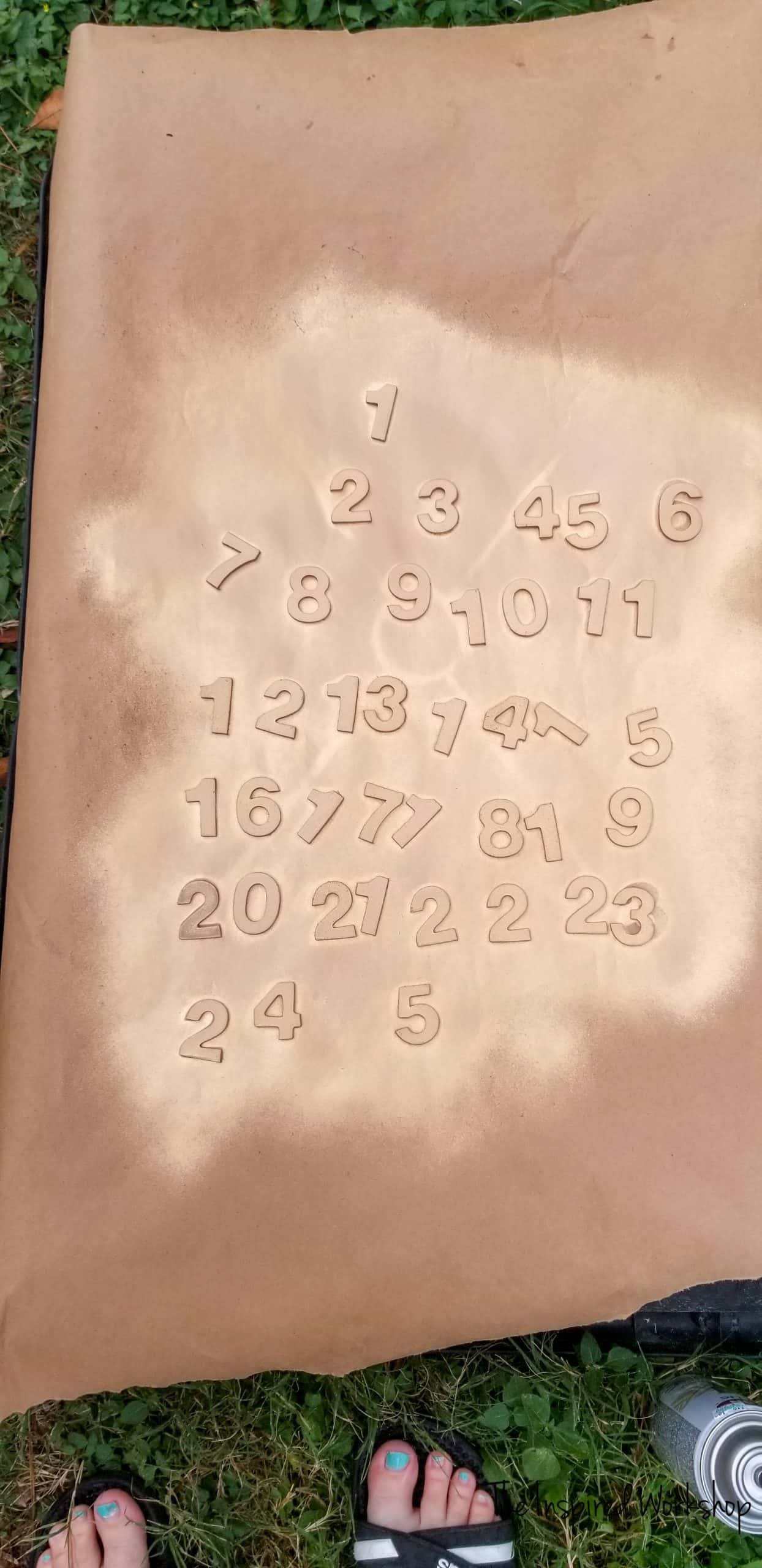 Spray Painted Numbers for advent calendar