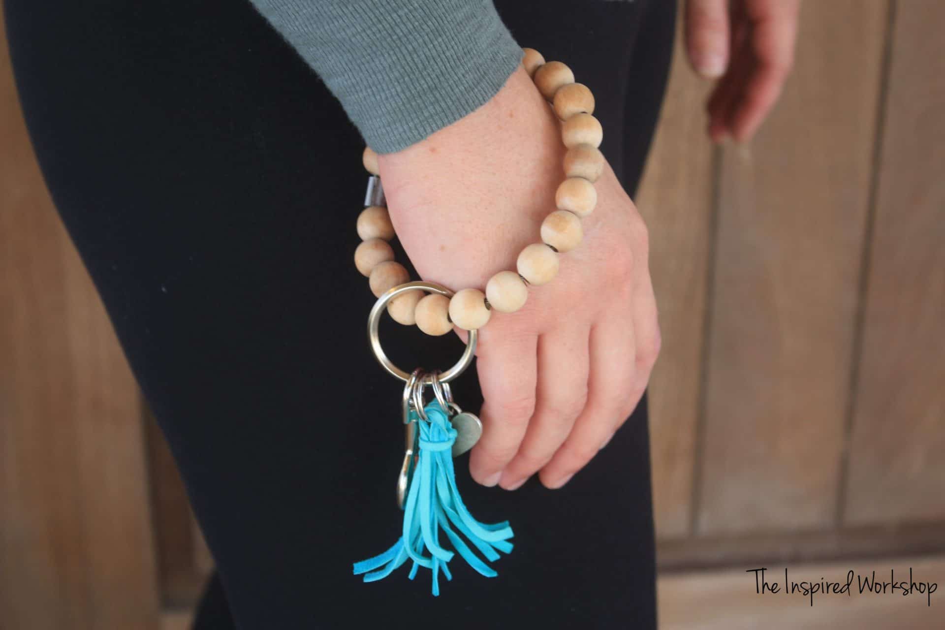 Monogrammed Beaded Key Ring Bracelet