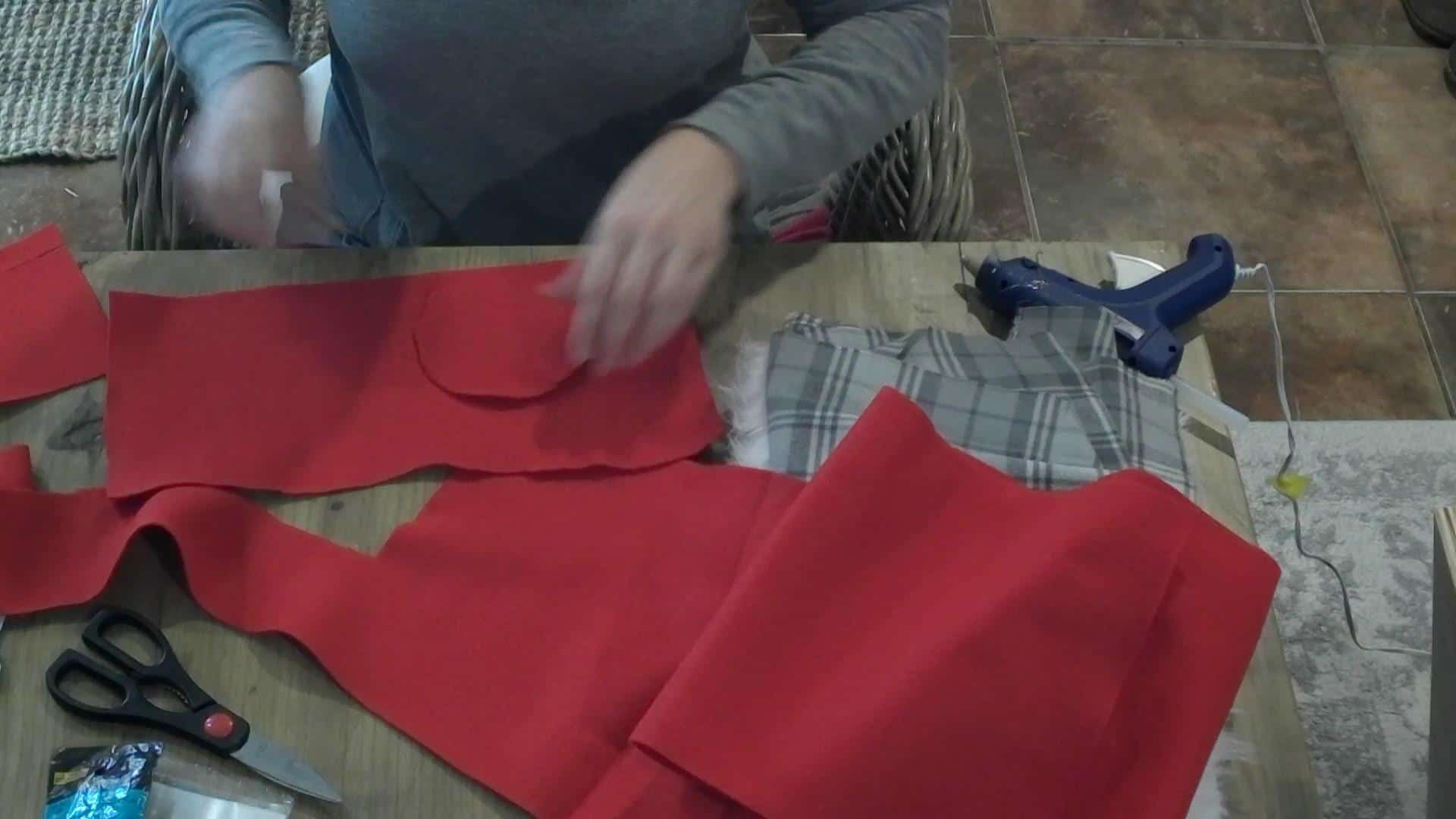 DIY Holiday Gnomes - cutting the fabric