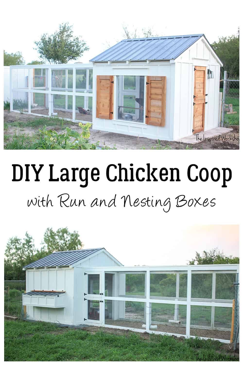 DIY Large Chicken Coop Plans - Coop has run and nesting boxes