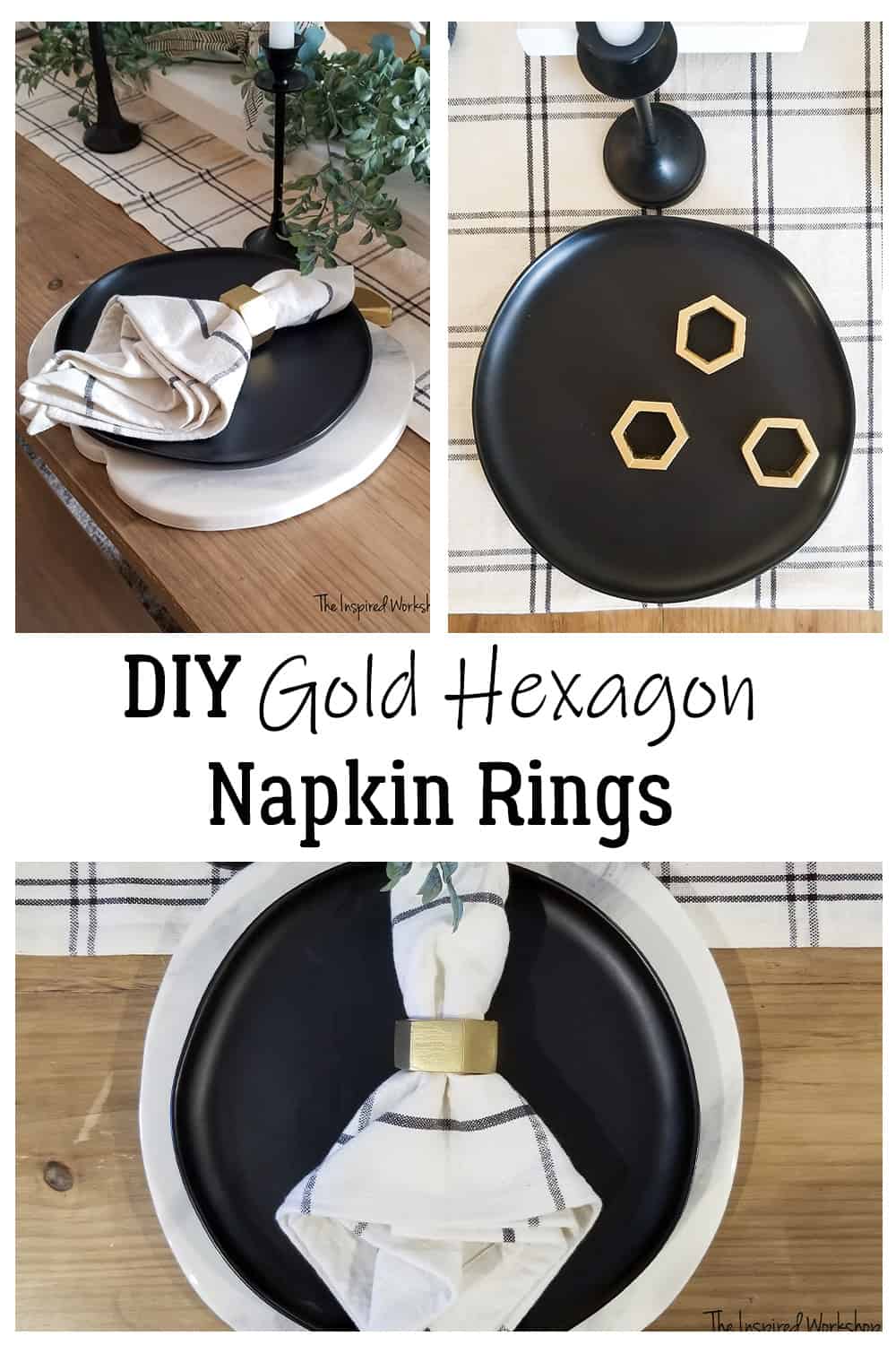 DIY Napkin Rings - Gold Hexagons