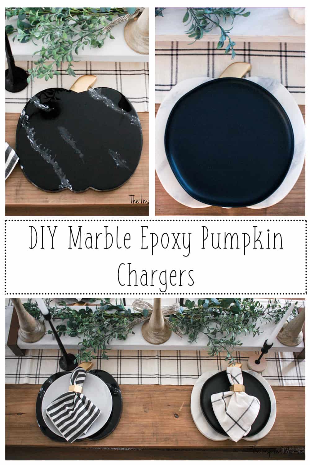 DIY Marble Epoxy Pumpkin Chargers