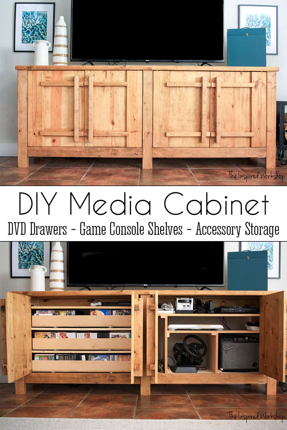 DIY Shelf Cabinet--{Easy Basic TV Stand Shelf Idea!}