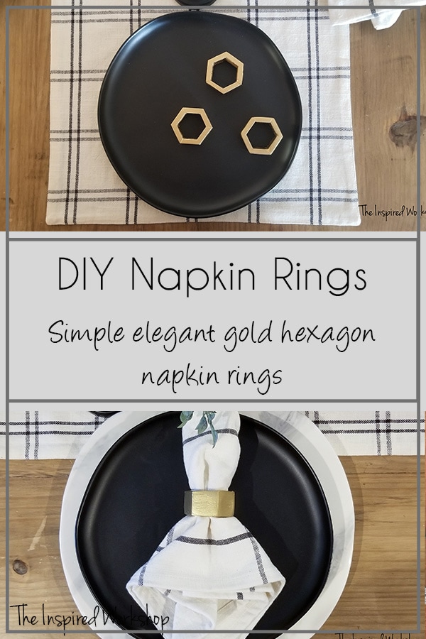 Pictures of napkin rings sitting on plate and on a napkin on a plate