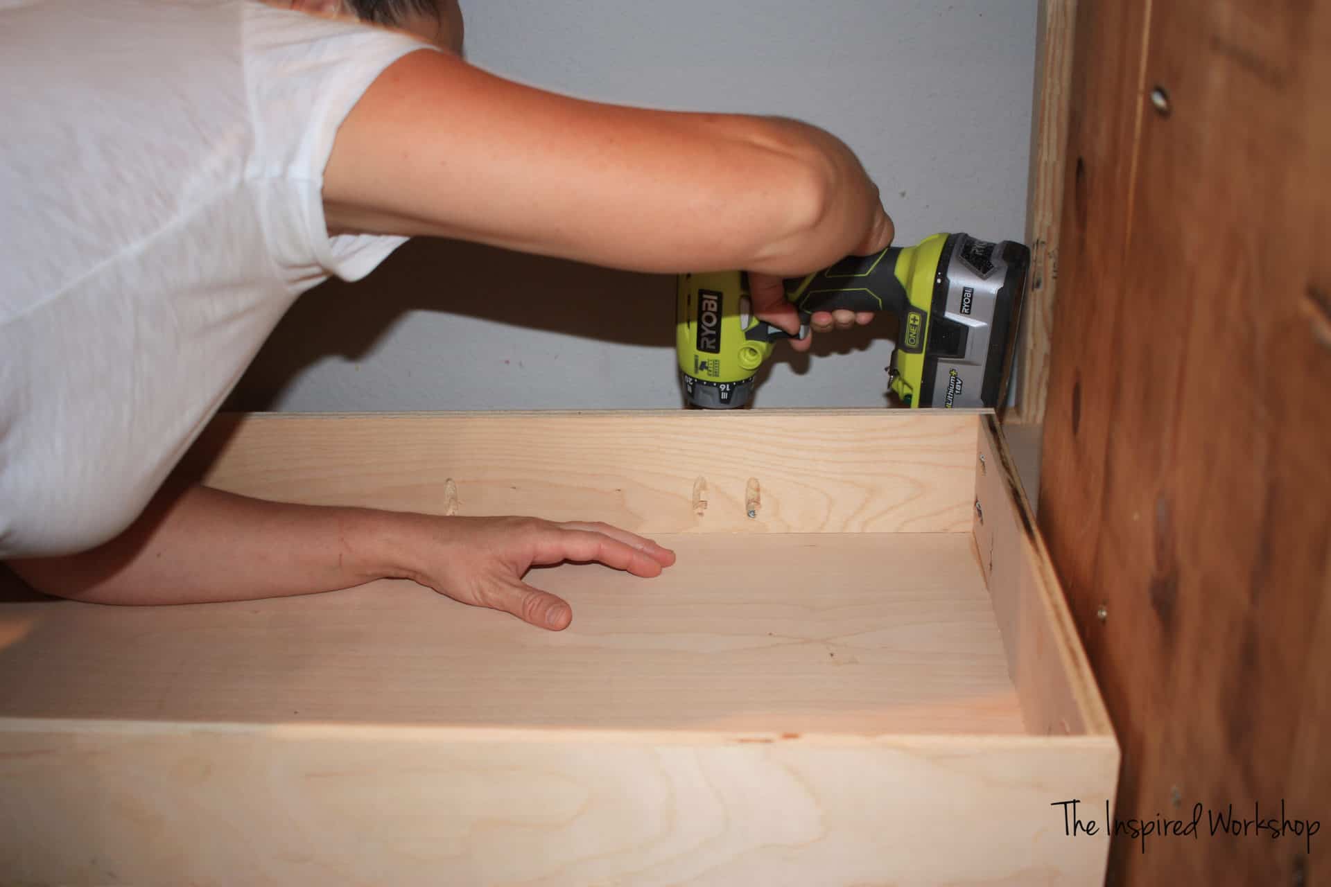 DIY TV Stand - Attaching drawer slides to the DVD drawers