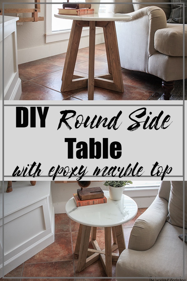 DIY Marble Epoxy Top Round Side Table