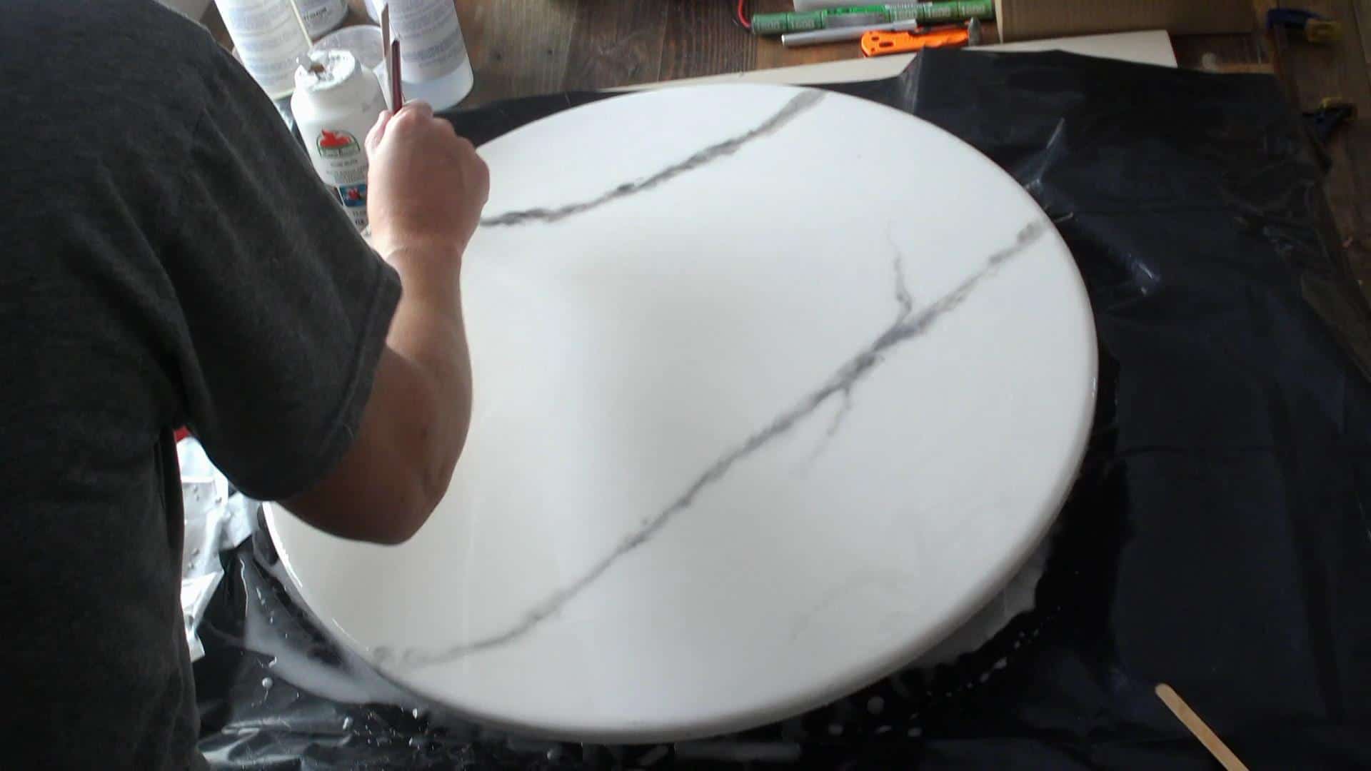 DIY Eposy Marble Table Top - How to pour the epoxy to make the fake marble top