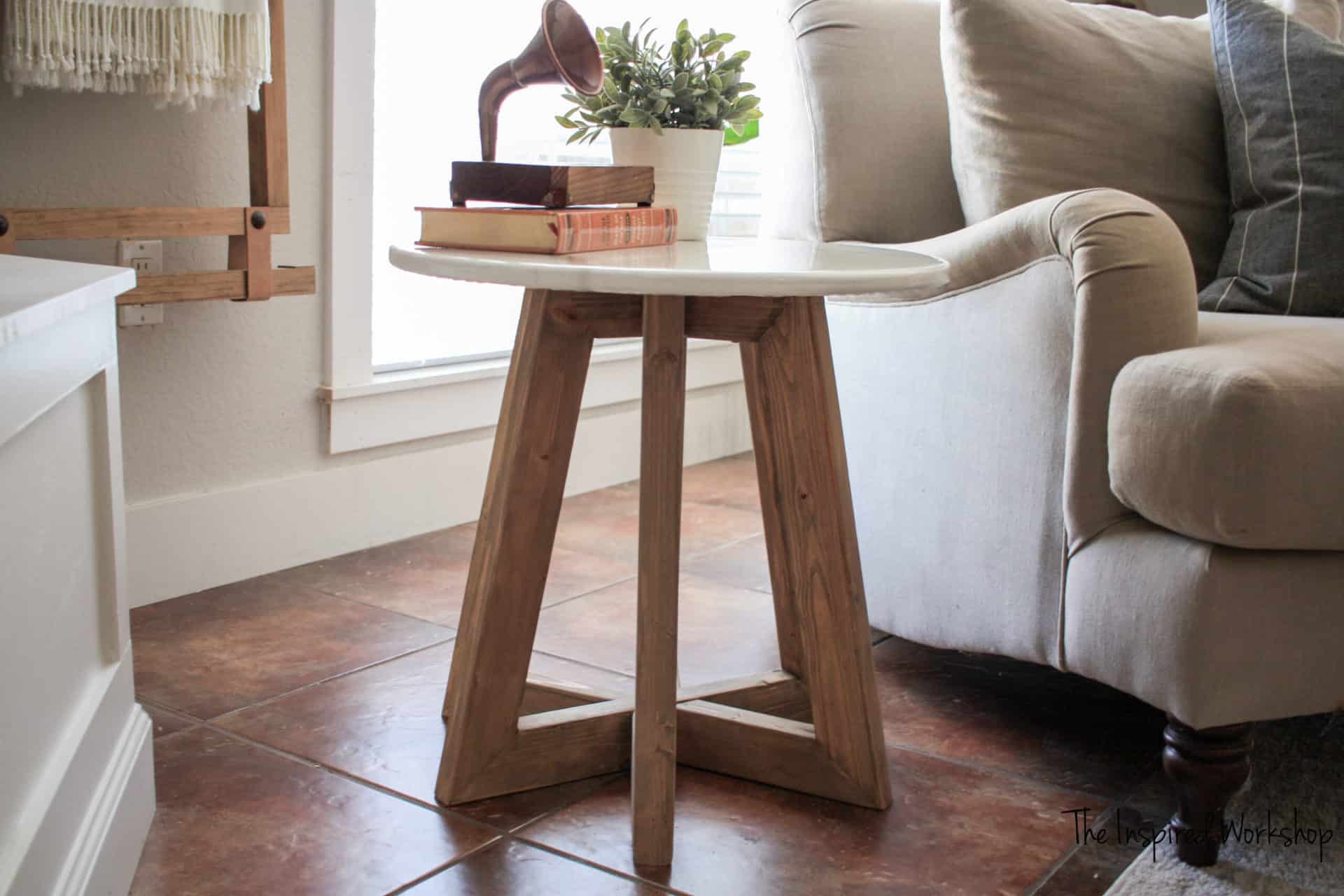 DIY Marble Epoxy Top Round Side Table