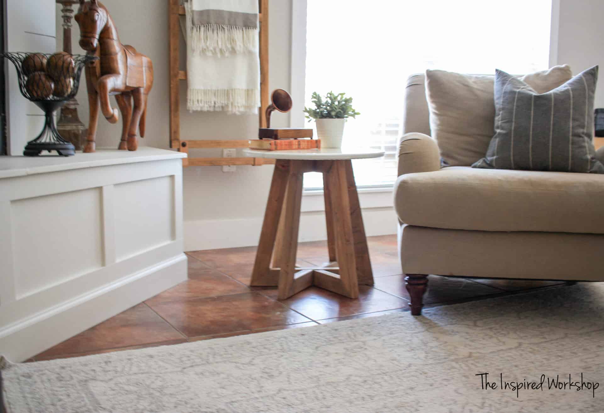 Marble Epoxy Top Round Side Table