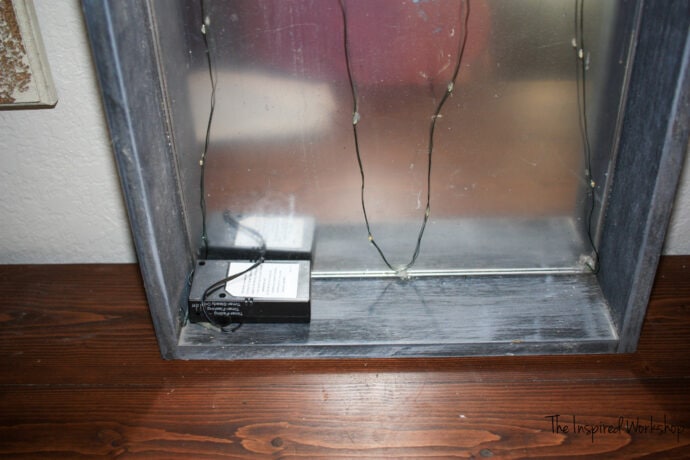 battery box in corner of the DIY shadow box