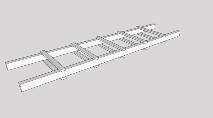 how to make the blanket ladder - adding the rungs to the back of the blanket ladder