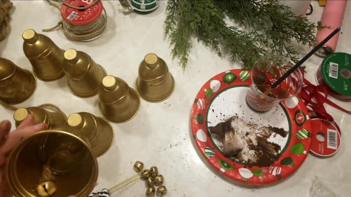 How to make DIY Christmas bells that look like vintage brass bells