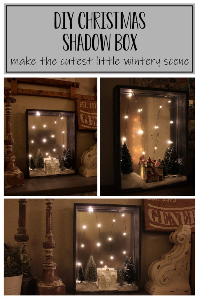 Collage of pictures of the DIY Christmas Shadow Box