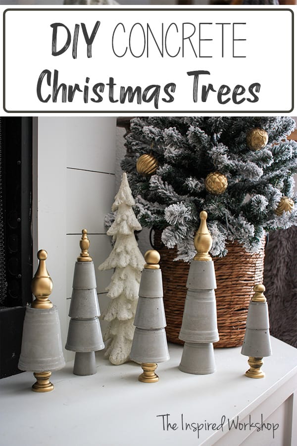 DIY Christmas Trees made from concrete poured into cups and stacked!