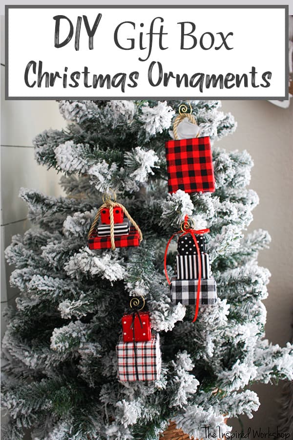 DIY Stacked Gift Box christmas Ornaments - red and black themed Christmas ornaments