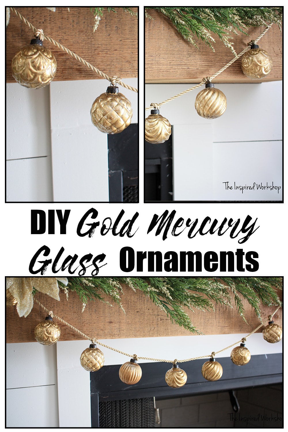 DIY Gold Mercury Glass Ornaments