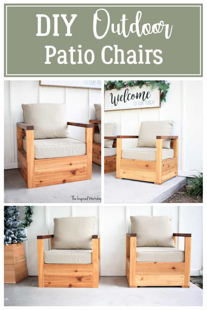 Collage of the DIY patio chair I built